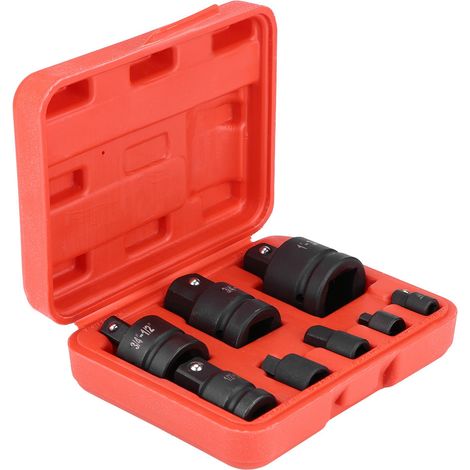 Set de 8 adaptateurs de douille réducteurs 1/4" 3/8" 1/2" 3/4" 1", convertisseur de cliquet en acier, lot de raccords pour clés à chocs, outillage professionnel. (1/5)