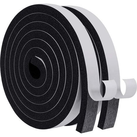 Joint d'isolation thermique pour portes et fenêtres 3cm x 2cm x2m adhésif de joint en mousse, bande d'étanchéité acoustique noir (1/5)