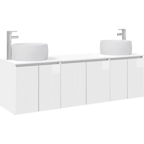 Bathroom Cabinet Set 3 pcs High Gloss White 49.5 x 44.5 x 66 cm vidaXL (1/5)