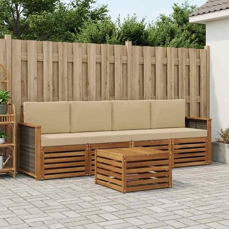 vidaXL Outdoor-Sofagarnitur 5 pcs Natur und Beige Massivholz Akazie (1/5)