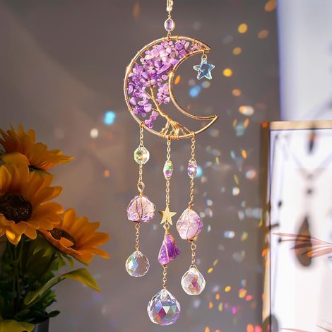 Attrape-soleil en cristal - Carillon éolien - Pendentif en cristal - Décoration de fenêtre - Attrape-soleil en cristal - Prisme attrape-lumière - Pour jardin, maison, bureau (1/5)