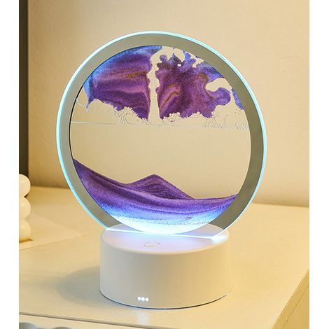Photos de sable à tourner avec lumière LED, sable fin, art de sable en mer profonde, art de sable en mouvement, lampe de table 3D, peinture à sable fluide, image de sable dynamique 16x9.5x19cm-D (1/4)