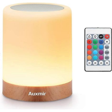 Veilleuse Auxmir, lampe de chevet tactile LED, télécommande, intensité réglable avec changement de couleur RGB, rechargeable par USB, lampe portable pour la chambre (1/5)