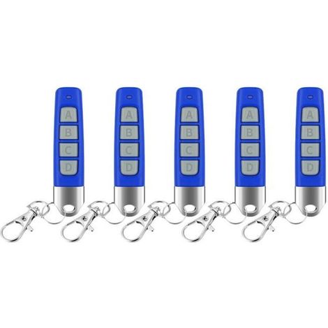 5 pièces Télécommande 433 MHz, Clé voiture et ouvre-porte de garage, Duplicateur clonable, Télécommande universelle pour portails et portes de garage