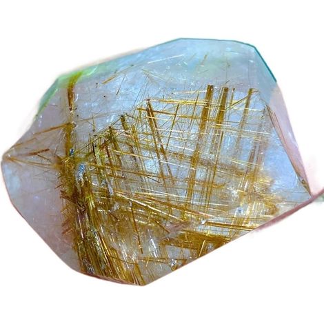 Pierre naturelle or rutile Quartz cheveux cristal Point polyédrique hexagonale décor à la maison cadeau Collections de la maison (Color : 52g) (1/5)