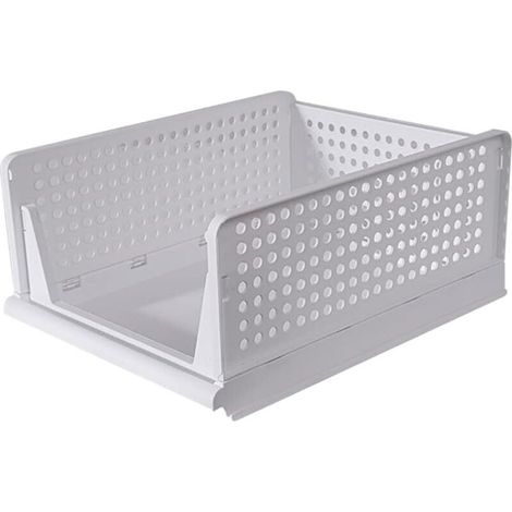 Étagère de rangement pliable et empilable Organiseur de tiroir pliable Organiseur de penderie blanc (1/5)