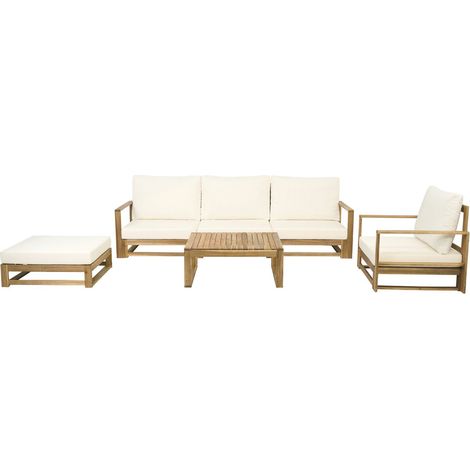 Set di mobili da giardino modulari in legno "Bellingham" con cuscini - 5 posti - Beige
