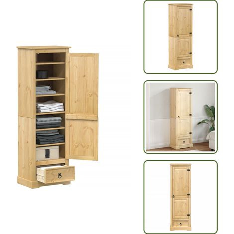 Garde-robe Corona 55x38x170 cm bois de pin massif - Meuble De Rangement - Armoire - Placard - Dressing - Bois De Pin (1/5)