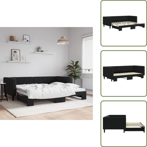 Doppelbett - vidaXL Tagesbett Ausziehbar Schwarz 90x190 cm Samt - Samt (1/5)