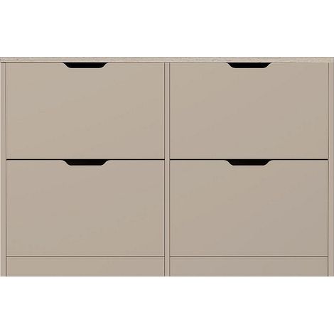 Scarpiera con 4 scomparti ribaltabili Beige ed effetto travertino - LOTULA (1/2)
