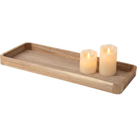 Holz Kerzentablett rechteckig mit abgerundeten Ecken - 50 x 20 cm - Dekotablett lang naturbelassen mit Rand