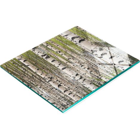 Planche à apéritif décorative en verre, motif forêt de bouleaux, 60 x 52 cm (1/5)