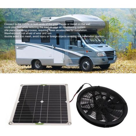 Ventilateur Alimenté par Panneau Solaire 100W, Puissant Ventilateur D'extraction Solaire avec Coque, Ventilateur de Refroidissement Compact pour RV, Serres, Salle de Bain (1/3)