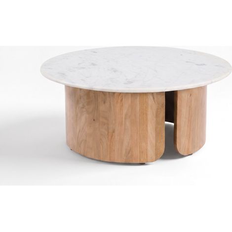 Table basse en marbre et bois de manguier - Léana (1/5)