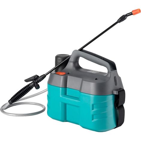 Elektrische Gartenspritze mit 5 Litern Fassungsvermögen, 2200-mAh-Akku und USB-Anschluss.