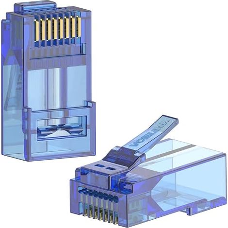 Conector RJ45 Cat6 VCE, enchufe de red con baño de oro, azul, pack de 25 (1/5)