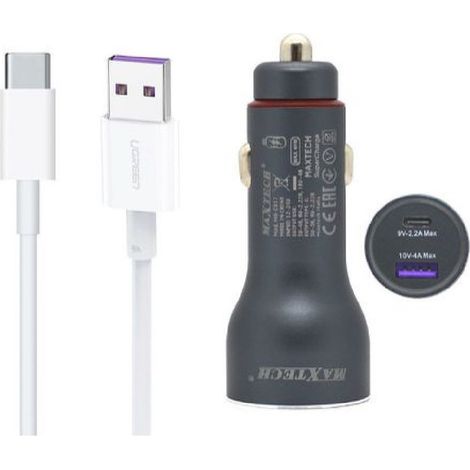 MaxTech - Kit Caricabatterie Auto Type-c/usb Ricarica Rapida 40w 5a Cavo Dati 1 Mt Ma-tc04 - (1/3)
