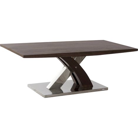 Table basse en bois design et acier élégant - Marron foncé argenté (1/5)