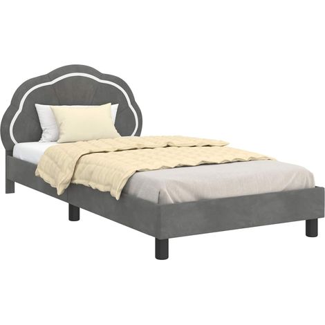 Children's Bed Frame with Headboard Dark Grey 90 x 200 cm vidaXL