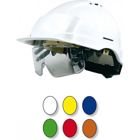Gelber Helm mit unter dem Visier integrierter Brille-Maske SINGER - CASIRISJAU2
