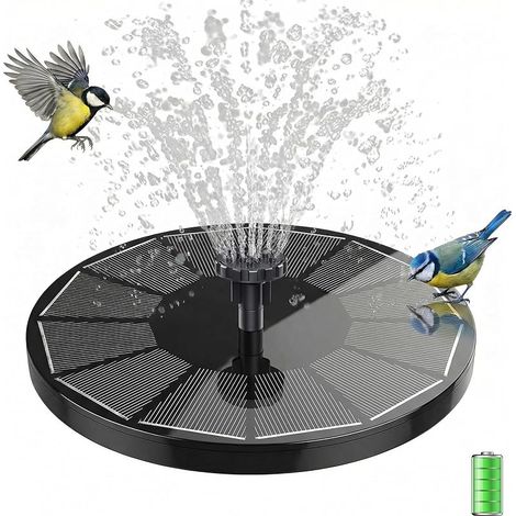 3,5W Fontaine Solaire pour Bassin, intégré 1500mAh Batterie avec 6 Buses, Fontaine Solaire Exterieure de Jardin Idéal pour Petit étang Salle de Bain d'oiseaux Fish Tank Décoration de Jardin (1/5)