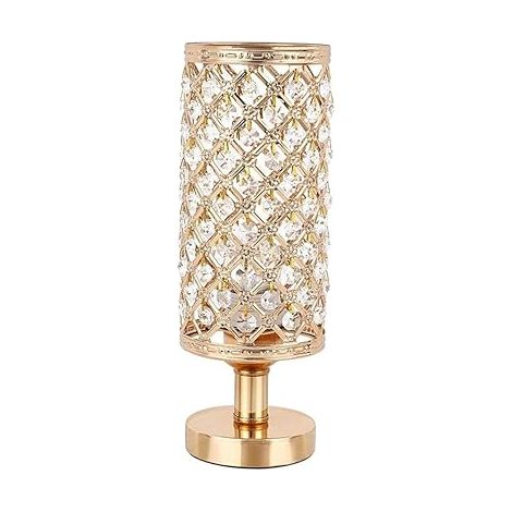 QAZQA Lampe de table en cristal, lampe de chevet Lampe de nuit moderne avec cadre en métal, élégante lampe de table dorée pour chambre à coucher, salon, salle à manger (1/5)