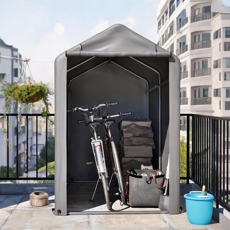 Garage à vélos pliant 187 x 100 x 160 cm avec bâche grise (1/5)