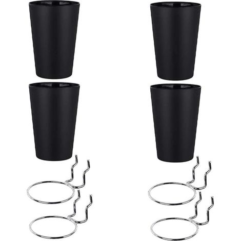 Lntyq 4er-Pack Pegboard-Becher mit Pegboard-Haken, Pegboard-Behälter mit Ringen, Becherhalter-Haken zum Organisieren von Zubehör, Werkbank, Schwarz (1/5)