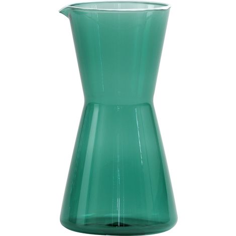 Zafferano Caraffa collezione Classy in vetro borosilicato soffiato a bocca color Verde Lago, design ergonomico e geometrico, manifattura artigianale (1/5)
