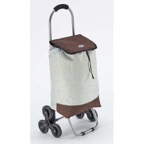 King Home TROLLEY SPESA TRIO BEIGE BICOLOR impermeabile 32x25x88h cm beige/noce (1/4)