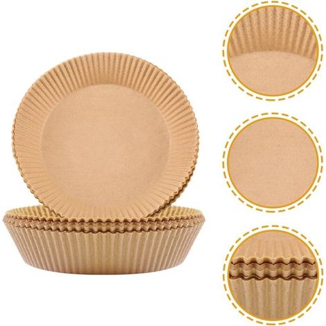 Paquete de 200 moldes papel hornear freidora aire, Moldes reutilizables, Papel hornear diario, Película protectora silicona moldes pastel, Dorado (1/5)