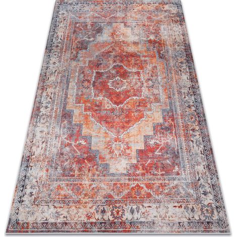 ANDRE 1684 Waschteppich Rahmen, vintage Anti-Rutsch - rot red 120x170 cm