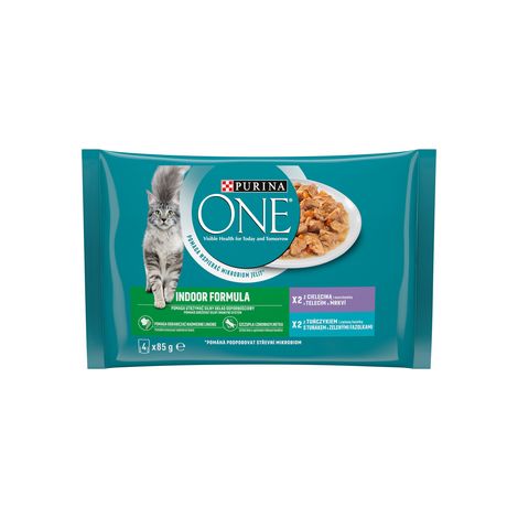 Cibo umido per gatti Purina One INDOR FORMULA Tonno e vitello 1 pz.