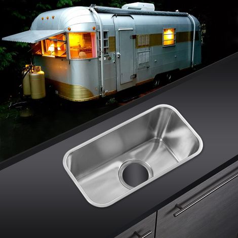 RV-Zubehör Spülbecken/Waschbecken 390190185mm 304 Edelstahl Aufsatzspülbecken mit 90mm Abfluss für Wohnmobile, Wohnwagen, Yachten, Badezimmer und Küchen (GR-523) (1/5)