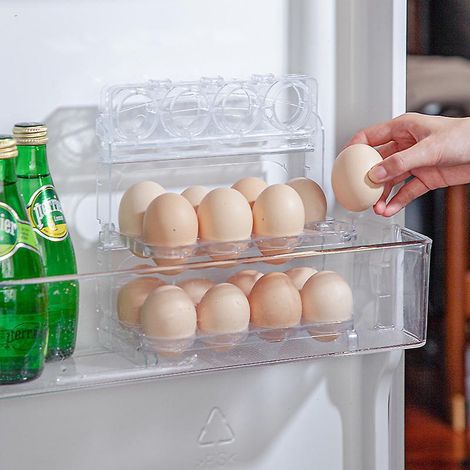 bote De Rangement D'oeufs Pliante Transparente Multicouche Rfrigrateur Tagre De Porte Latrale Bote Oeufs Trois Couches 24 Grille Support De Stoc (1/5)