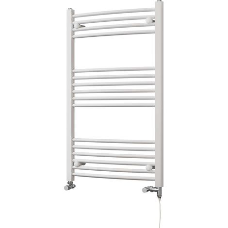 Zennor - White Dual Fuel Towel Rail H1000mm x W600mm Standard - Curved (1/3)