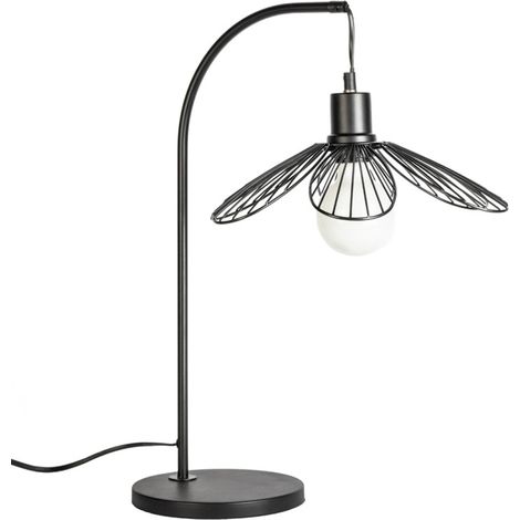 Lampe à poser en métal noir E27 25W – Design épuré inspiré de la fleur – Ambiance chaleureuse pour bureau et table d’appoint – Mathias Luminaires (1/4)
