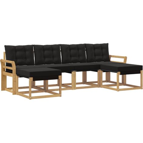 Set di divani da esterno con cuscino 6 pz Salotto da Giardino Bianco e Nero (1/5)