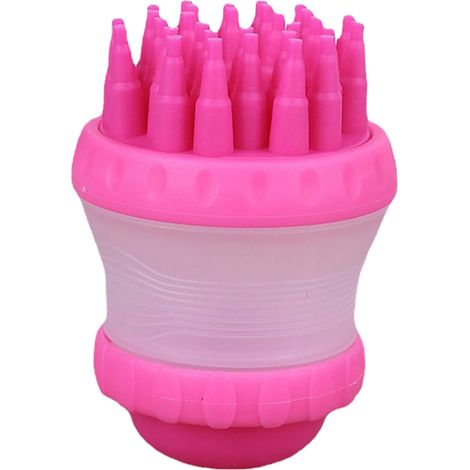 Brosse de bain multifonctionnelle pour chiens et chats, peigne en silicone doux avec distributeur de shampoing (rouge) (1/5)