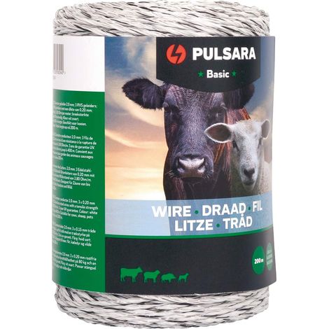 filo bianco 200m: Polywire Basic 3-adrig 0,20 mm Edelstahldraht 200m Rolle Farbe weiß oder Erde (1/2)