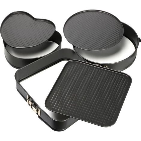 Lot de 3 Moules à Gâteaux en Etain en Forme de Carré Rond Coeur (1/4)
