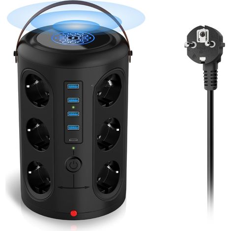 Socket With Usb Berker Socket Type C (125 V / 10 A / 2100W),Cubic Socket(Not Included Wireless Charging ), Multi-Functional Smart Plug, Corded Plug Board(12 Ac+4 Usb+Type C,Black) Eu-Size (1/5)