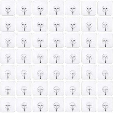50 selbstklebende Haken ohne Bohren – Transparente Wandhaken – Transparente Klebehaken – Haken