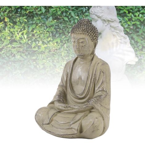Statue Zen Résine pour Décor Maison et Jardin Figurine Vintage Style Antique Grès Extérieur Intérieur (1/5)