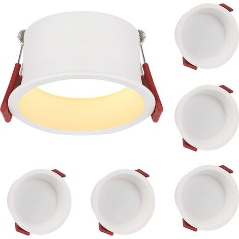 ZMH Lot de 5 spots LED encastrables pour pièces humides - 5 W - 3000 K - Blanc chaud - IP44 - Pour salle de bain - Éclairage pour pièces humides - Salon - Cuisine - Couloir - Bureau-3000 K Blanc chaud (1/5)