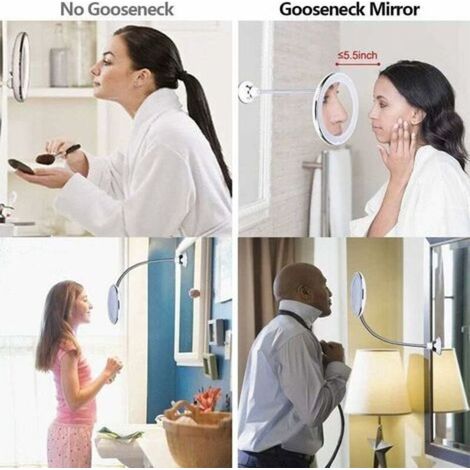 Specchio cosmetico ingranditore 10x con illuminazione a LED - Rotazione a 360° - Con ventosa (1/4)