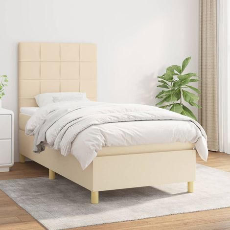 vidaXL Giroletto a Molle con Materasso Crema 80x200 cm inTessuto (1/5)