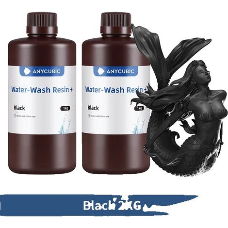 Resina lavable con agua, bajo olor, alta precisión, 2 kg, color negro. (1/2)