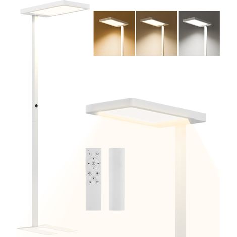 Lampadaire sur pied salon LED dimmable spectre complet pour le soin des yeux télécommande 60 x 32 x 196 cm blanc
