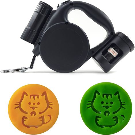1 Laisse rétractable, longueur 4,5 m, avec lampe LED et distributeur de sacs, pour chien (1/5)